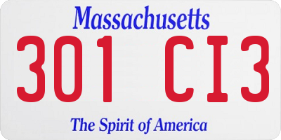 MA license plate 301CI3