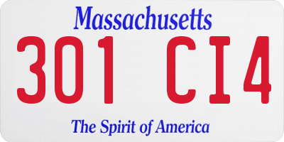 MA license plate 301CI4