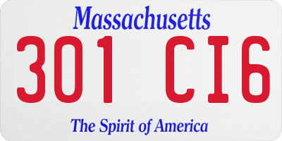 MA license plate 301CI6