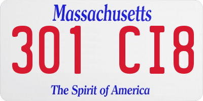 MA license plate 301CI8