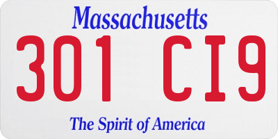 MA license plate 301CI9