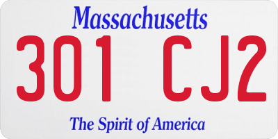 MA license plate 301CJ2