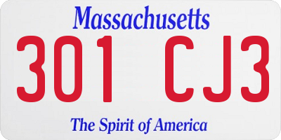 MA license plate 301CJ3