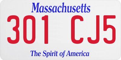 MA license plate 301CJ5