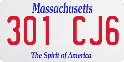 MA license plate 301CJ6