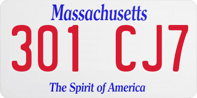 MA license plate 301CJ7