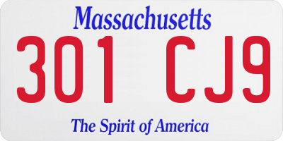 MA license plate 301CJ9