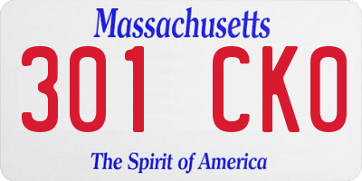 MA license plate 301CK0