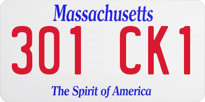 MA license plate 301CK1