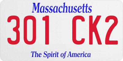 MA license plate 301CK2