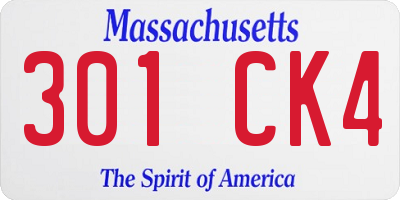 MA license plate 301CK4