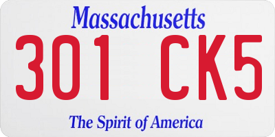 MA license plate 301CK5