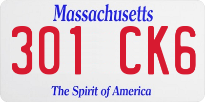 MA license plate 301CK6