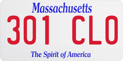 MA license plate 301CL0
