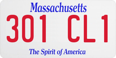 MA license plate 301CL1