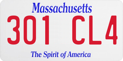 MA license plate 301CL4