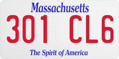 MA license plate 301CL6
