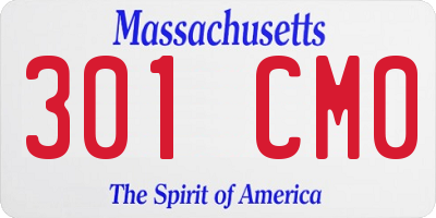 MA license plate 301CM0