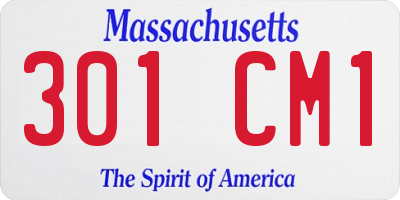 MA license plate 301CM1