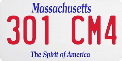 MA license plate 301CM4