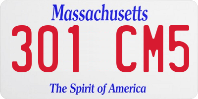 MA license plate 301CM5