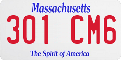 MA license plate 301CM6