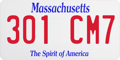 MA license plate 301CM7