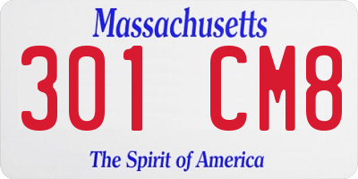 MA license plate 301CM8