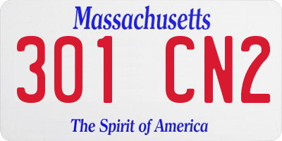 MA license plate 301CN2