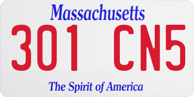 MA license plate 301CN5