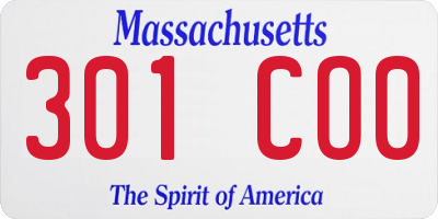MA license plate 301CO0