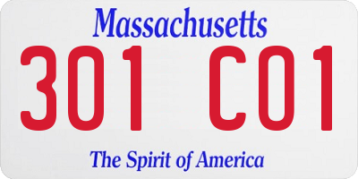 MA license plate 301CO1