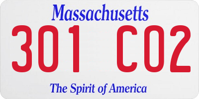 MA license plate 301CO2