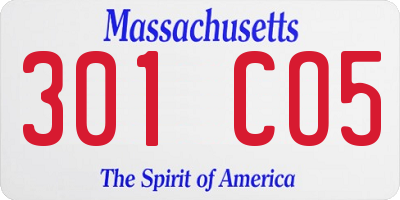 MA license plate 301CO5
