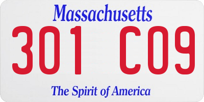 MA license plate 301CO9
