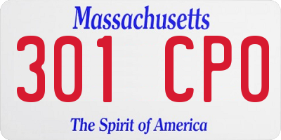 MA license plate 301CP0