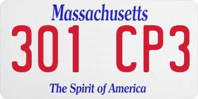 MA license plate 301CP3