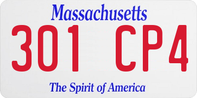 MA license plate 301CP4