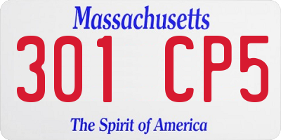 MA license plate 301CP5
