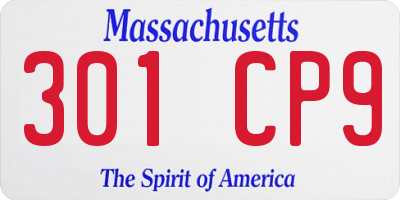 MA license plate 301CP9