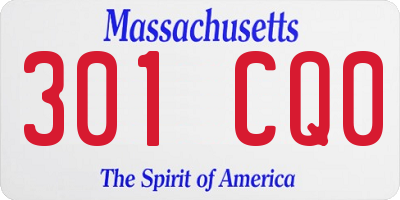 MA license plate 301CQ0