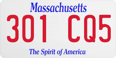 MA license plate 301CQ5