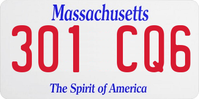 MA license plate 301CQ6