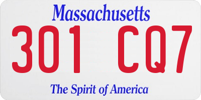 MA license plate 301CQ7