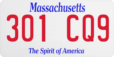 MA license plate 301CQ9