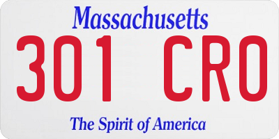 MA license plate 301CR0