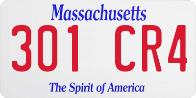 MA license plate 301CR4