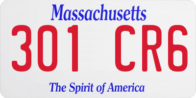 MA license plate 301CR6
