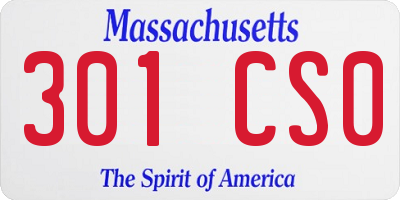MA license plate 301CS0