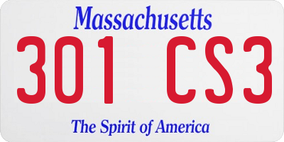 MA license plate 301CS3